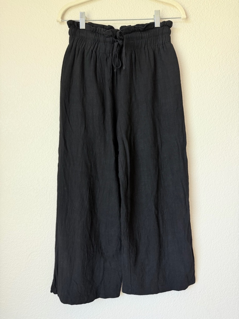 Petal & Pup Hawthorne Pant Black Linen Blend Wide Leg Elastic Waist Size 4